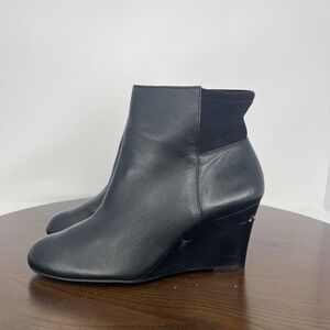 Michael Kors Boots Women's 7.5 Black Leather Comfort Wedge Heel Zip Chelsea Shoe